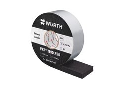 Eine Rolle Dichtungsband VKP TRIO 750 leicht aufgerollt von der Seite aus gesehen.