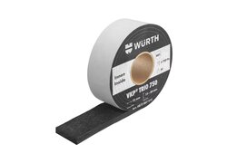 Eine Rolle Dichtungsband VKP TRIO 750 leicht aufgerollt von der Seite aus gesehen.