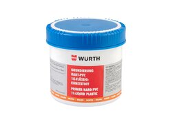 Eine Dose Grundierung Hart-PVC 1K-Flüssigkunststoff stehend mit blauem Deckel
