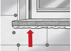 1-K Montageschaum Purlogic Easy White Anwendung Fenstersims, Zeichnung