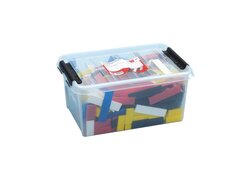 Distanzklotz-Sortiment 520-teilig, bunte Klötze in transparenter Box verpackt