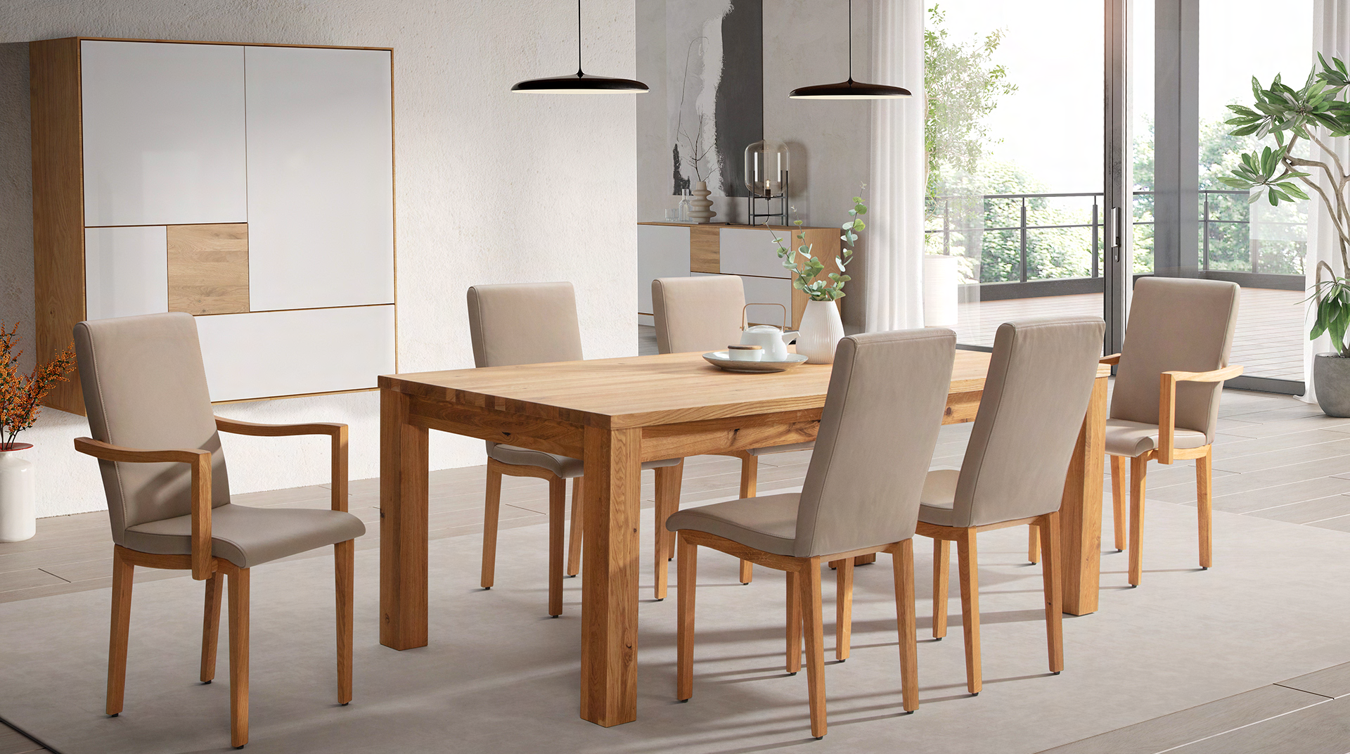 die holzschmiede® Tafeltisch Julia mit Progetto, aus Holz, behandelt mit Möbelöl von Biofa. | © die holzschmiede®