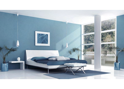 Raum, Blau und Weiß, Silikatfarbe