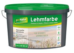 pronatur Lehmfarbe, im grauen Eimer und grünen Deckel