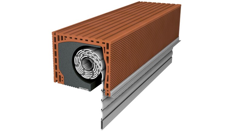Querschnitt Rollladenkasten mit Mechanik