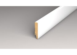 MDF-Sockelleiste mit weißer Dekorfolie ummantelt