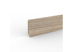 MDF-Hohlkehlleiste in grauer Holzoptik für moderne Bodenabschlüsse.
