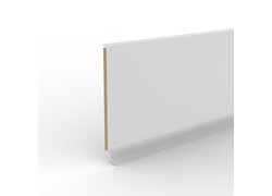 Weiße MDF-Sockelleiste mit Hohlkehle für einen nahtlosen Wandübergang.