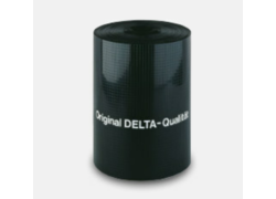Schwarze Rolle mit DELTA-Aufdruck stehend.