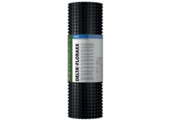 Schwarze Noppenbahnrolle mit Produktetikett Delta-FLORAXX.