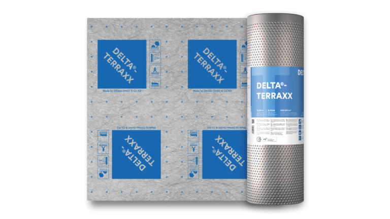 DELTA®-TERRAXX Noppenbahn ausgerollt, blau.