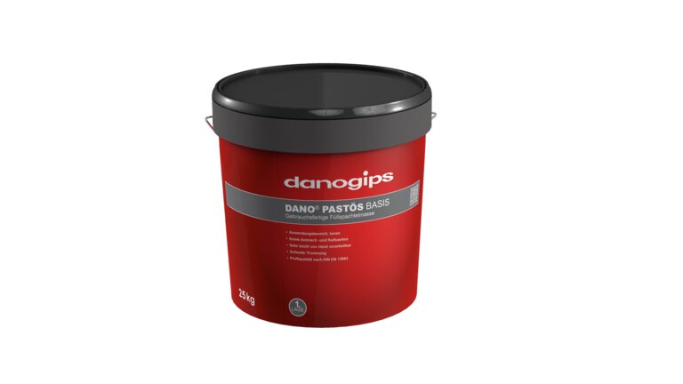 Roter Eimer Danogips Pastös Basis, 25 kg.