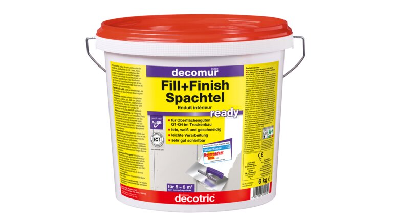 decomur Fill-Finish Spachtel ready, im weißen Eimer mit rotem Deckel 6kg