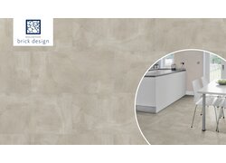 Beiger Betonboden in moderner Küche.