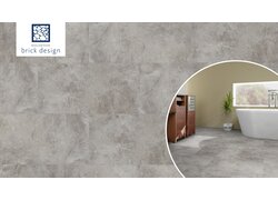 Grauer Steinboden in modernem Badezimmer.