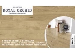 Landhausdiele Standard, gebürstet, transparent geölt mit Safetop-Technologie.