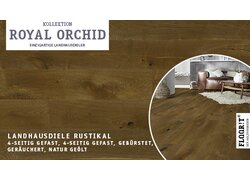 Geräucherte Eichendiele, 4-seitig gefast, gebürstet, natur geölt.