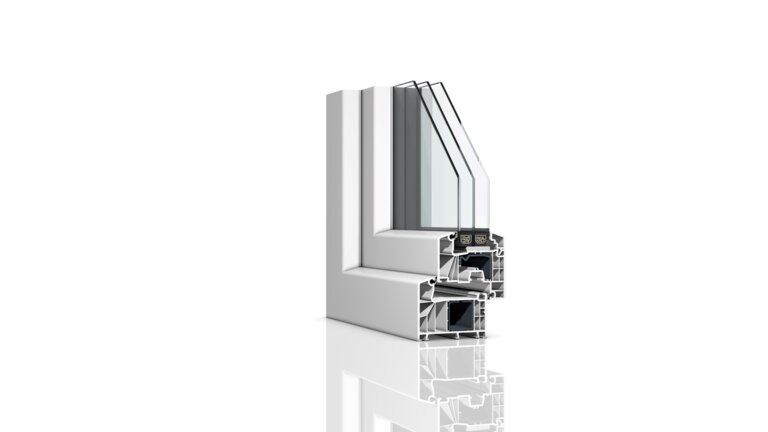 Das Fenster brand-Profil ECO 7000 AD mit weißen Rahmen