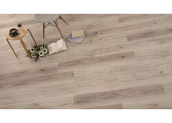 Holzoptik-Boden mit modernen, natürlichen Akzenten.
