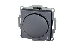 Analoges Raumthermostat in Anthrazit für Unterputz-Montage.