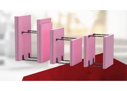 rekord Holzmann Thermo Fundament EasyKlick Elemente mit pinkfarbener Dämmung und schwarzen Verbindungselementen