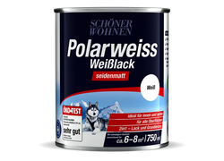750 ml-Dose Polarweiss Weißlack seidenmatt von Schöner Wohnen, geeignet für innen und außen,  ideal als 2-in-1 Lack und Grundierung, für alle Oberflächen