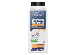 1 Liter-Behälter Schöner Wohnen Universal-Tiefgrund,  farbloses Grundiermittel für saugende Untergründe,  für Innen- und Außenbereich, hohe Ergiebigkeit, atmungsaktiv, tiefes Eindringen.