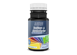 Schwarze Flasche Vollton- & Abtönfarbe von Schöner Wohnen, für Dispersionsfarben und Putz, matt und für den Innen- sowie Außenbereich geeignet.