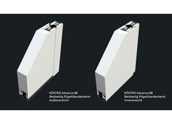 KÖSTER Advance 88, beidseitig flügelüberdeckende Haustürfüllung, Querschnitt.