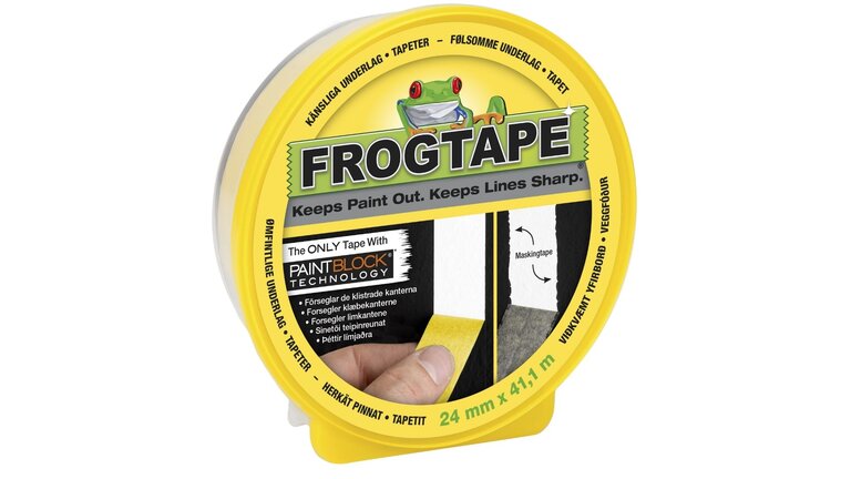 Gelbes Frogtape Malerband mit PaintBlock-Technologie.