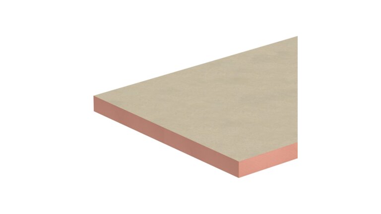 Hochleistungs-Dämmplatte mit rötlichem Kern und beidseitiger Beschichtung.