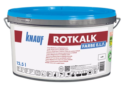 Knauf Rotkalk Farbe in Eimer, weiß.