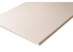 Beige Gipskartonplatte, glatte Oberfläche, abgeschrägte Kante.