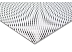 Weiße Gipskartonplatte mit quadratischer Lochung.