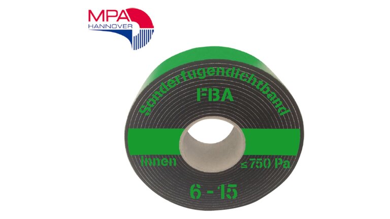 Sonderdichtband mit MPA Hannover-Logo und Angabe der Leistungsdaten