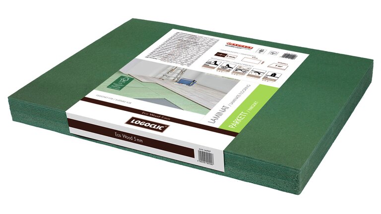 Grüne Trittschalldämmung aus Holzfaser für Laminat und Parkett.