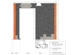 Schnittansicht eines LEDL-Isolier-Containers mit Maßen und Spezifikationen.