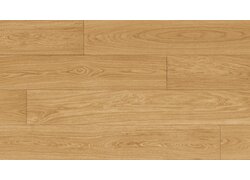 Verlegter Holzboden in heller Eichenoptik mit gleichmäßigem Plankenbild und natürlicher Holzmaserung