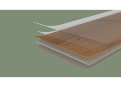 Verlegter Holzboden in dunkler Holzoptik mit lebendiger Maserung und ruhigem Plankenbild