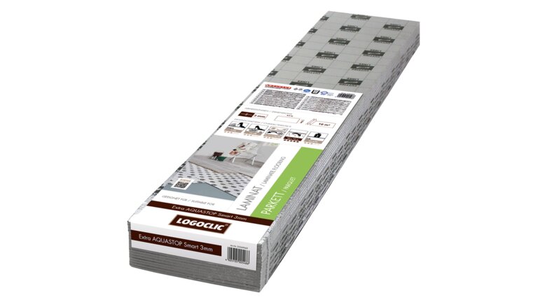 Graue Logoclic Extra Aquastop Smart 3mm Bodenunterlage.