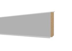 Profilansicht einer weißen Sockelleiste mit MDF-Kern.