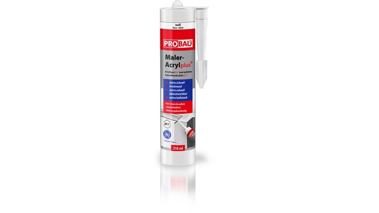 Maler-Acryl plus, in der weißen Kartusche, stehend
