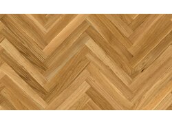 Fischgrät-Parkett aus hellem Eichenholz