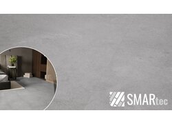 SMARtec Basic Designboden in grauer Betonoptik verleiht Wohn- und Schlafräumen eine moderne, zeitlose Optik. Pflegeleicht und vielseitig kombinierbar.