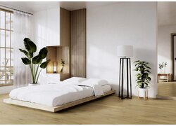 Raumbild Schlafzimmer mit click Designboden solidLock silent Multilayer in der Variante Prime Oak Rustic 5040 | © Repac Montagetechnik GmbH & Co. KG