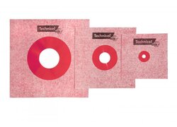 Drei rosa Trittschalldämmung-Platten mit roten Kreisen, verschiedene Größen.