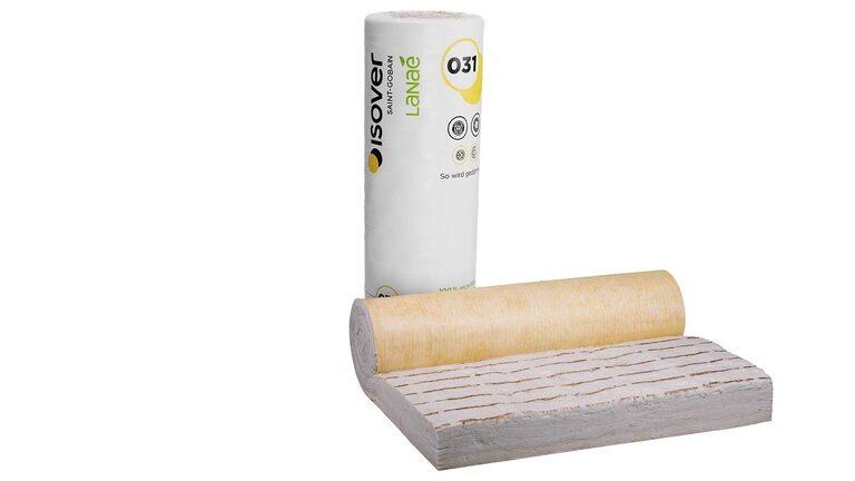 Integra ZKF 1-031, Zwischensparren-Klemmfilz aus Glaswolle, in Rolle, weiße Lanaeé Verpackung | © Saint-Gobain Isover G + H AG