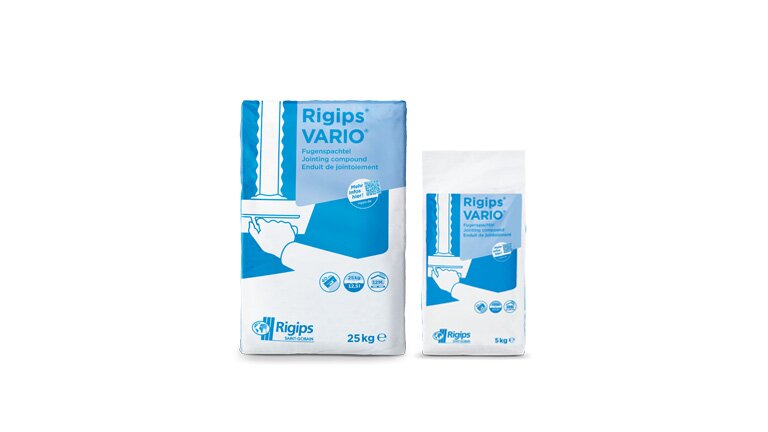 Rigips VARIO Fugenspachtel, im Sack verpackt, zwei verschiedene Größen