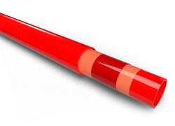 5-Schicht Verbund-Heizrohr in der Farbe rot (12mm) aus hochwertigem Polymerwerkstoff (PE-RT) mit einer mittig liegenden Sauerstoffdiffusionssperre. 