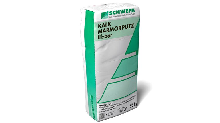 Kalk-Marmorputz filzbar Ein Sack Kalk-Marmorputz filzbar von Schwepa in grün weiß